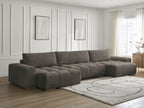 Anakin - Canapé Panoramique Fixe - Tissu Bouclette - 3 Coussins