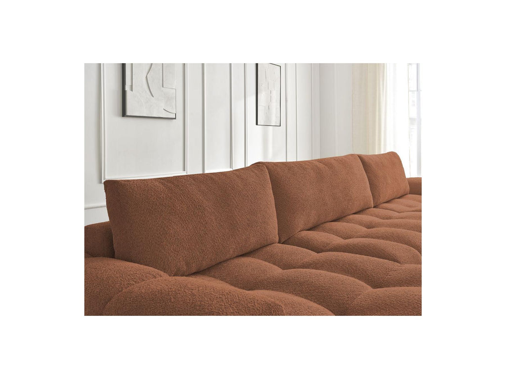 Anakin - Canapé Panoramique Fixe - Tissu Bouclette - 3 Coussins