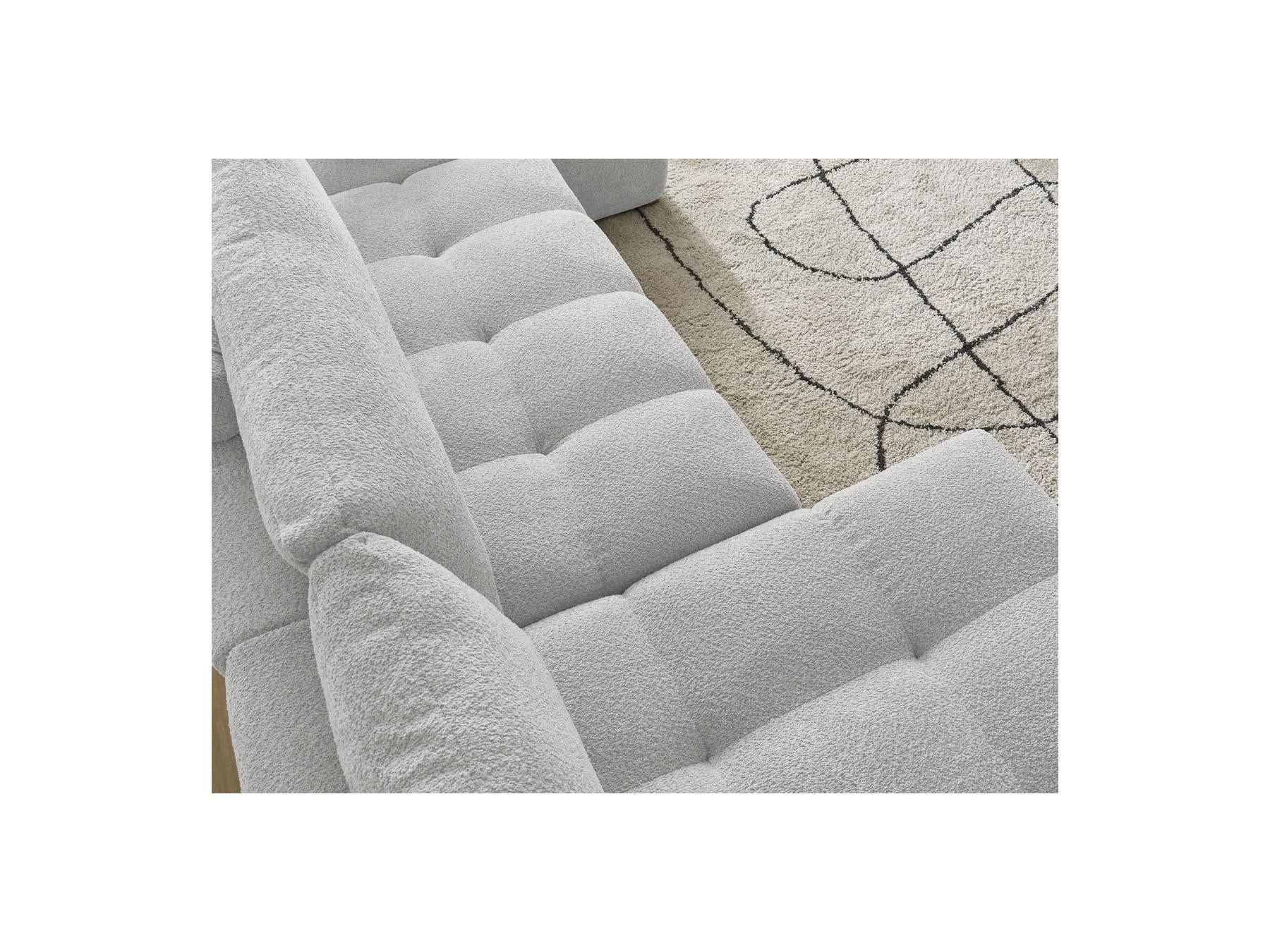 Anakin - Canapé Panoramique Fixe - Tissu Bouclette - 3 Coussins