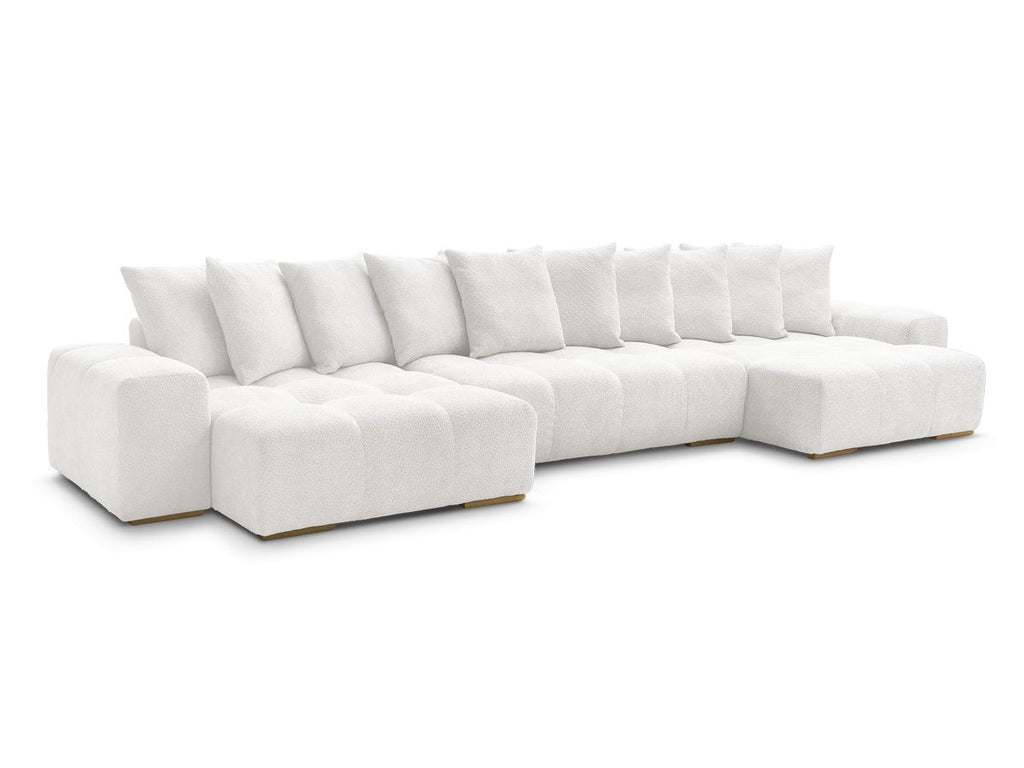 Anakin - Fixed Panoramic Sofa - Bouclé Fabric - 10 Cushions
