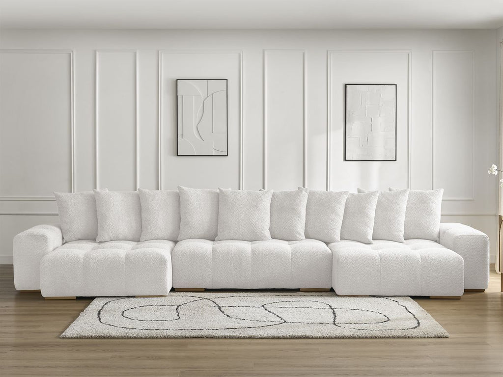 Anakin - Fixed Panoramic Sofa - Bouclé Fabric - 10 Cushions