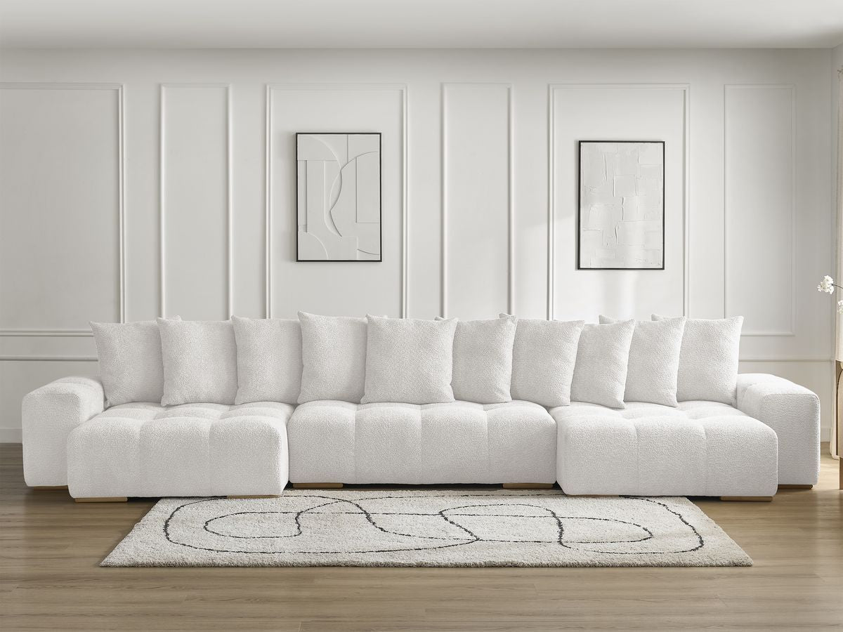 Anakin - Fixed Panoramic Sofa - Bouclé Fabric - 10 Cushions