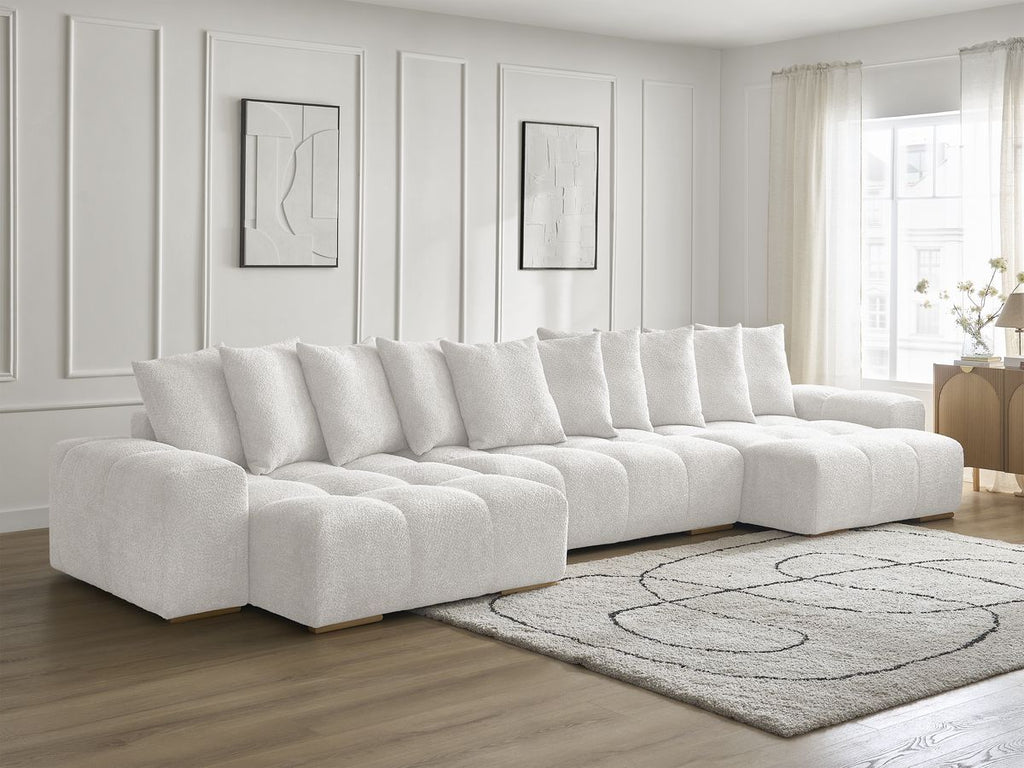 Anakin - Fixed Panoramic Sofa - Bouclé Fabric - 10 Cushions