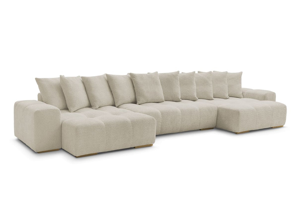 Anakin - Fixed Panoramic Sofa - Bouclé Fabric - 10 Cushions