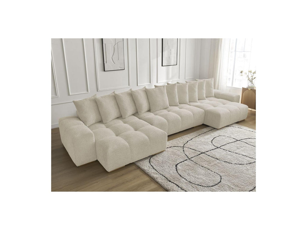 Anakin - Fixed Panoramic Sofa - Bouclé Fabric - 10 Cushions