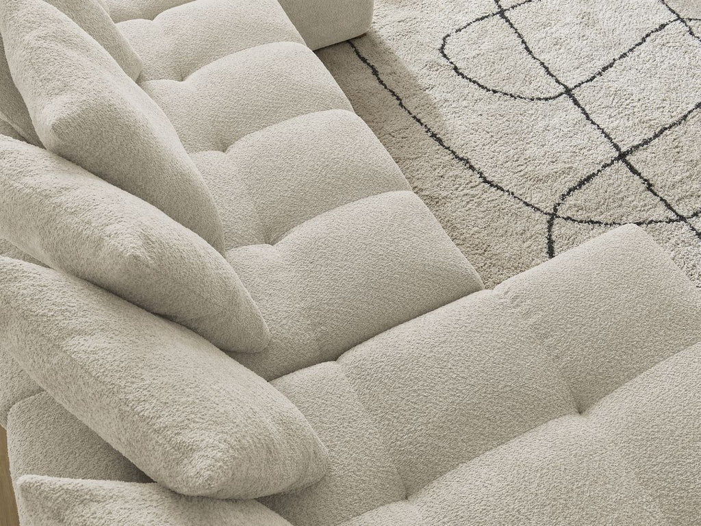 Anakin - Fixed Panoramic Sofa - Bouclé Fabric - 10 Cushions
