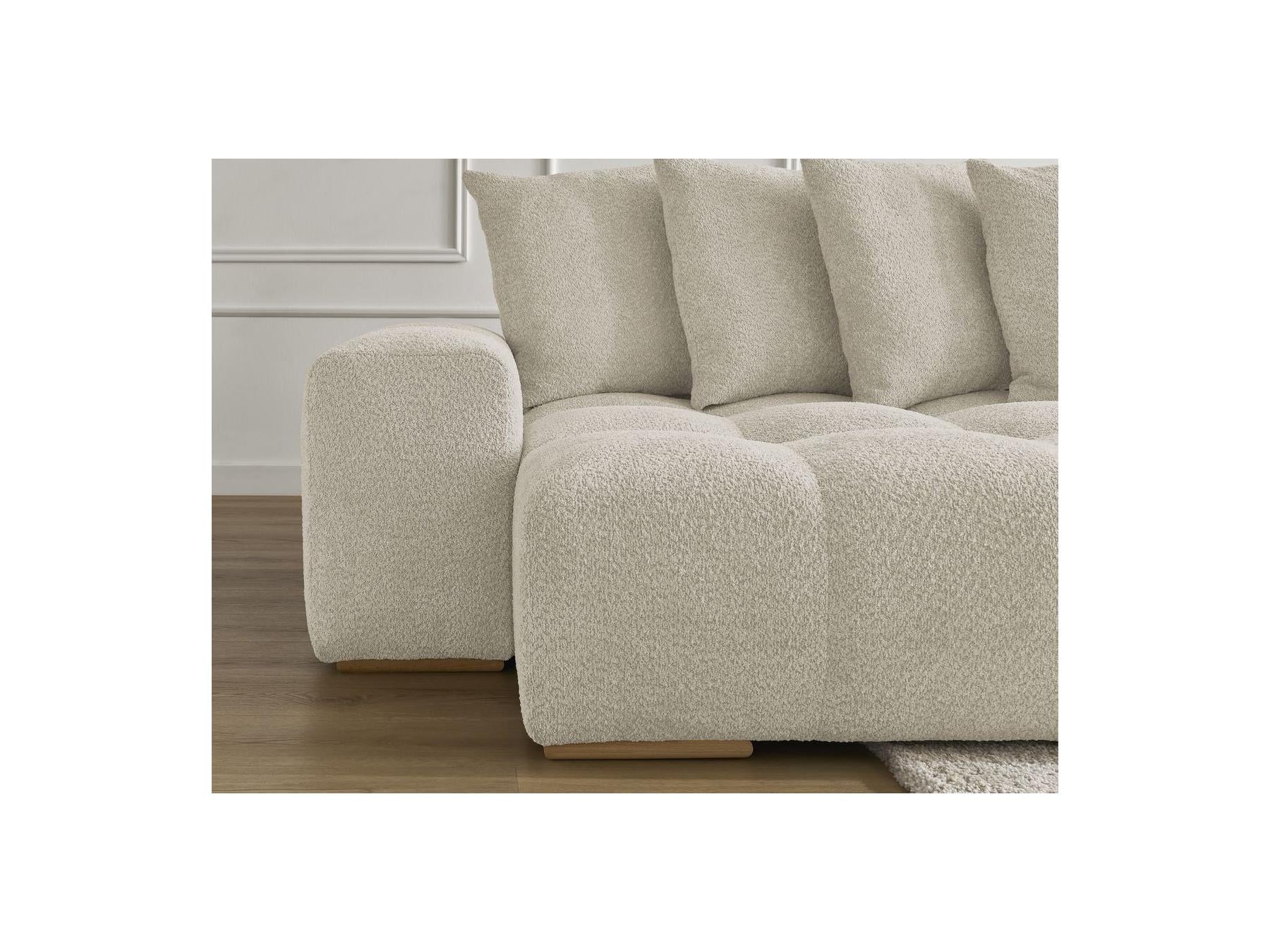 Anakin - Fixed Panoramic Sofa - Bouclé Fabric - 10 Cushions