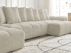 Anakin - Fixed Panoramic Sofa - Bouclé Fabric - 10 Cushions