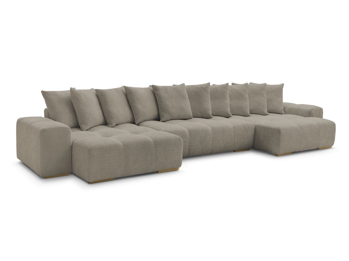 Anakin - Fixed Panoramic Sofa - Bouclé Fabric - 10 Cushions