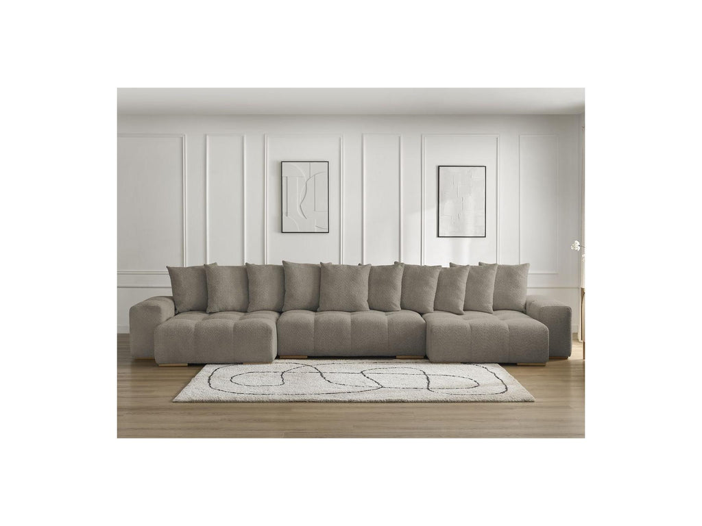 Anakin - Fixed Panoramic Sofa - Bouclé Fabric - 10 Cushions