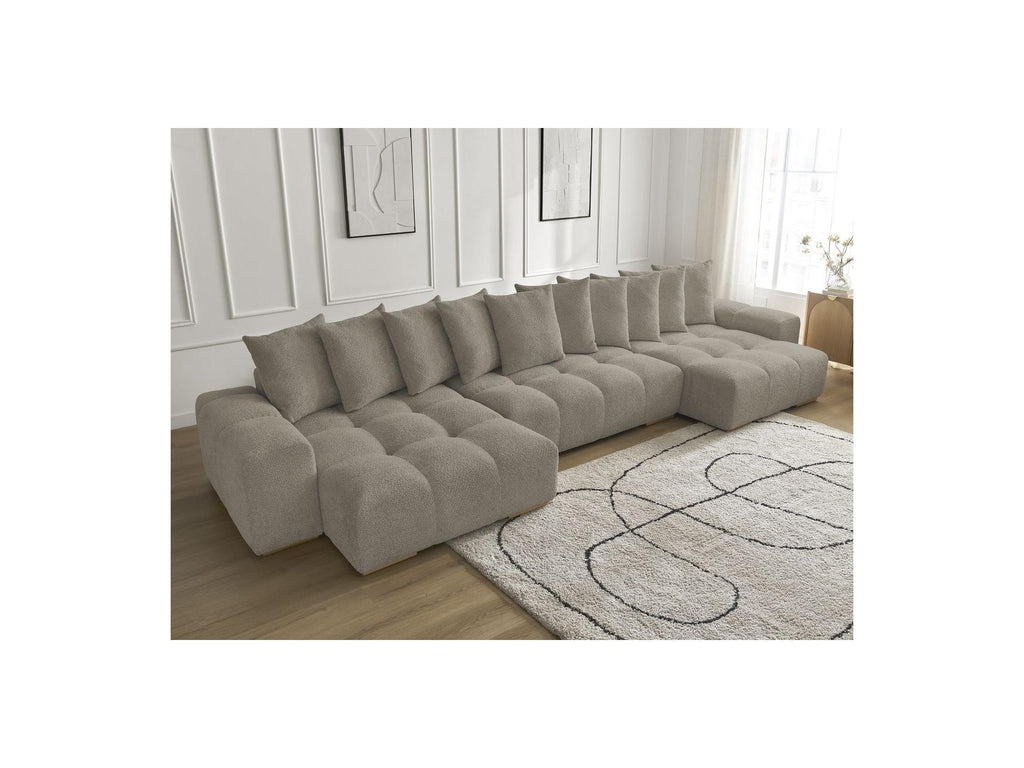 Anakin - Fixed Panoramic Sofa - Bouclé Fabric - 10 Cushions