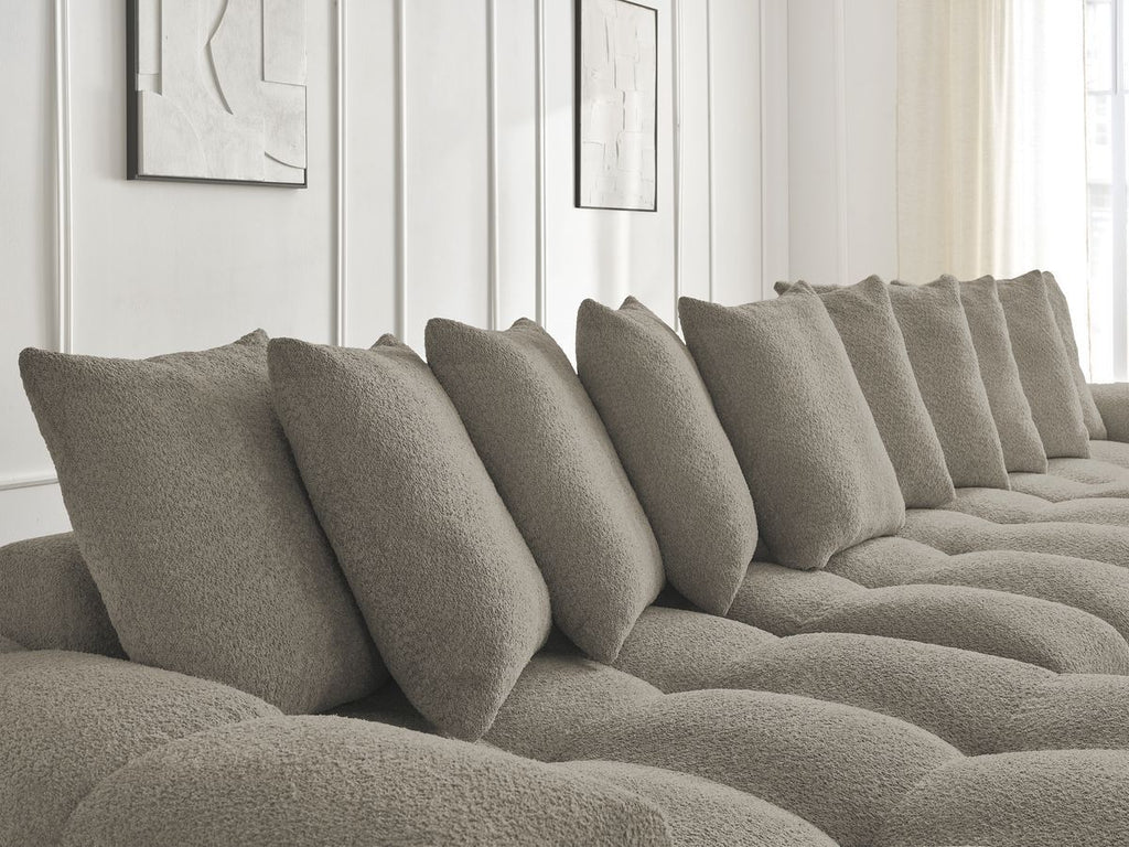 Anakin - Fixed Panoramic Sofa - Bouclé Fabric - 10 Cushions