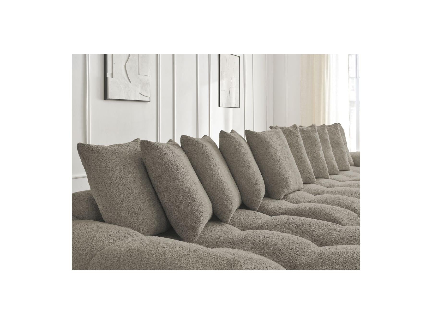 Anakin - Fixed Panoramic Sofa - Bouclé Fabric - 10 Cushions