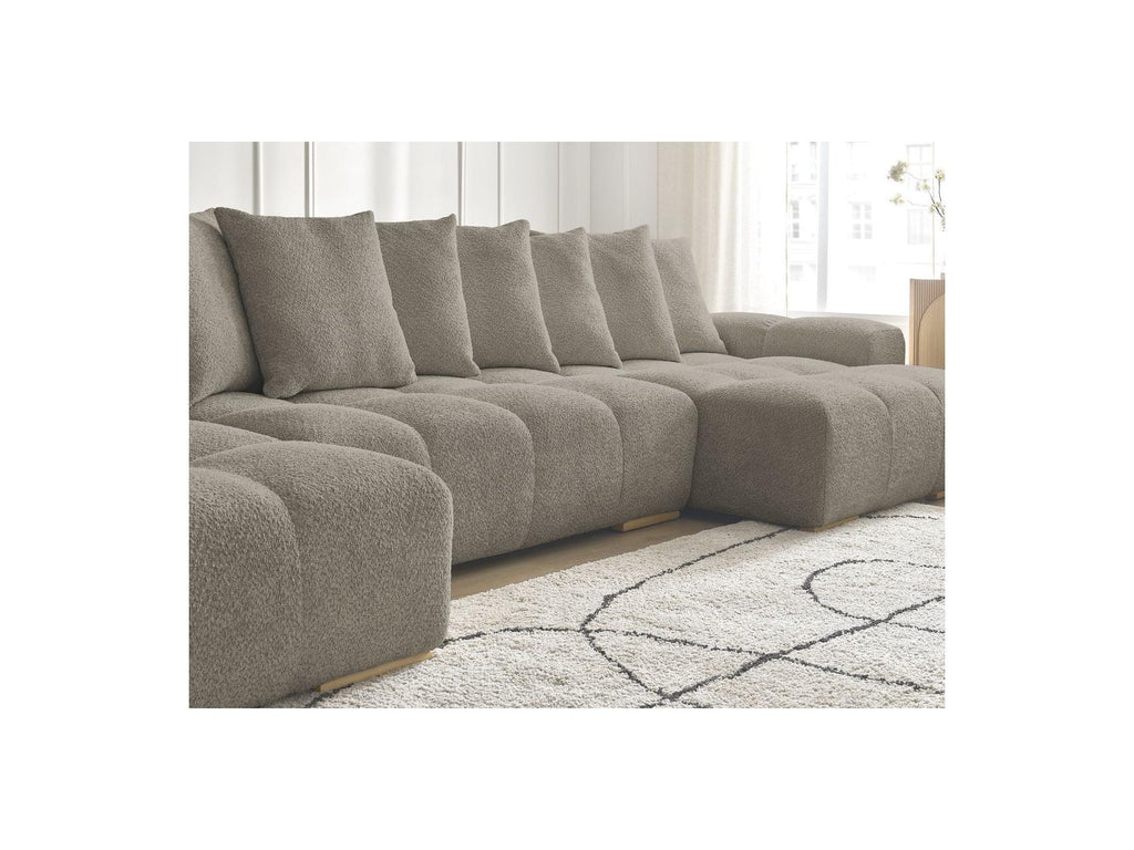 Anakin - Fixed Panoramic Sofa - Bouclé Fabric - 10 Cushions