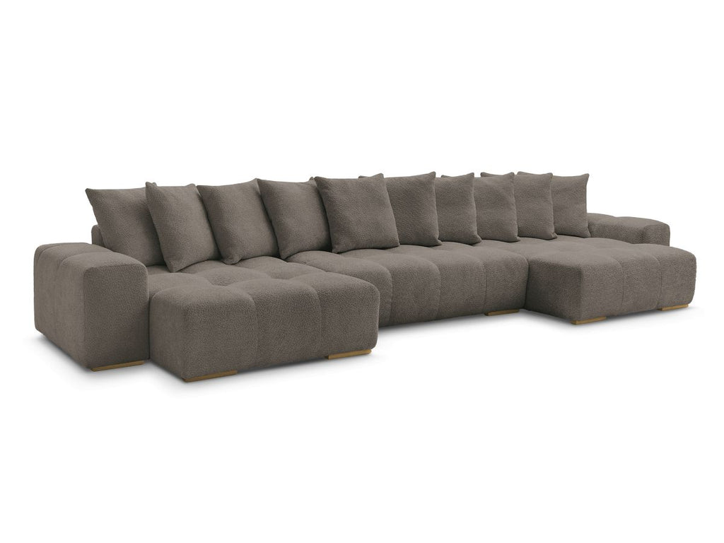 Anakin - Fixed Panoramic Sofa - Bouclé Fabric - 10 Cushions