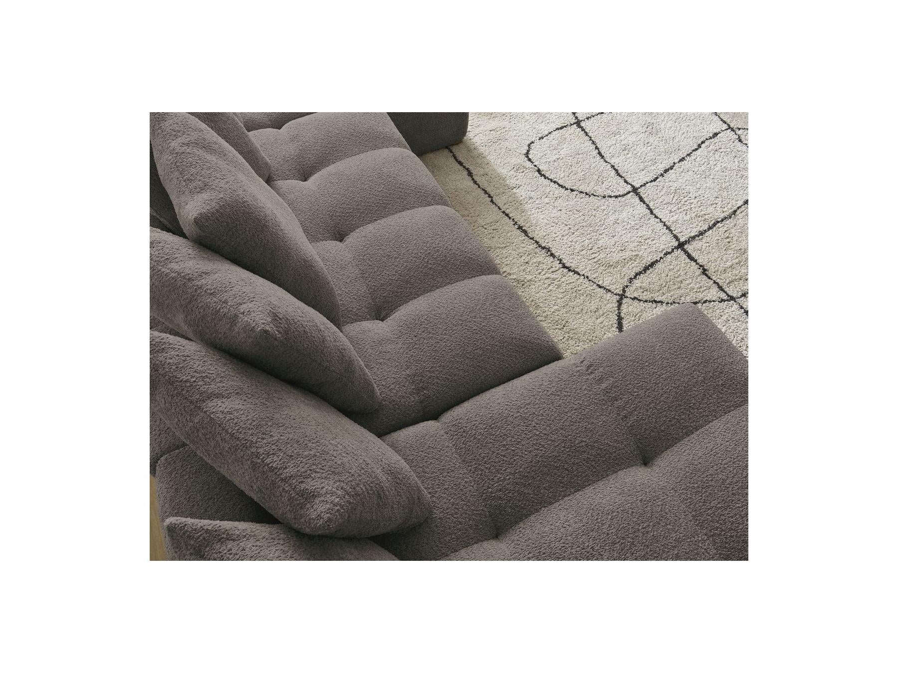 Anakin - Fixed Panoramic Sofa - Bouclé Fabric - 10 Cushions