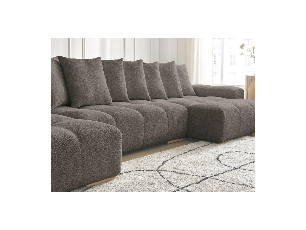 Anakin - Fixed Panoramic Sofa - Bouclé Fabric - 10 Cushions