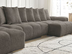 Anakin - Fixed Panoramic Sofa - Bouclé Fabric - 10 Cushions