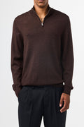 Chaleco Sergio Zip Mock - Brown Melange