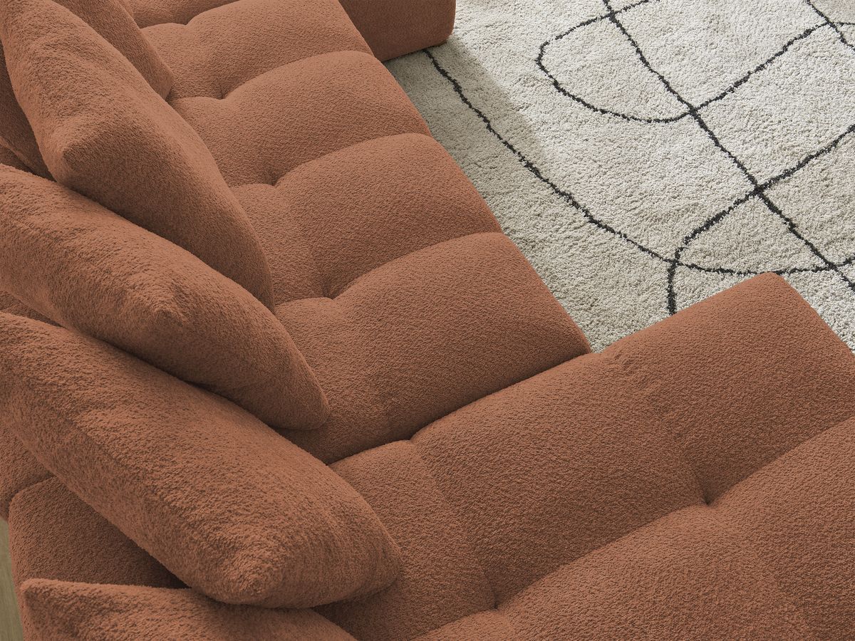 Anakin - Fixed Panoramic Sofa - Bouclé Fabric - 10 Cushions