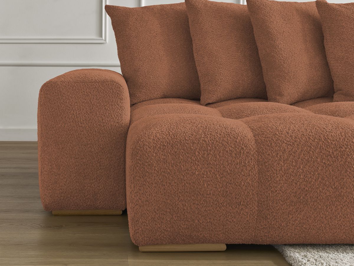 Anakin - Fixed Panoramic Sofa - Bouclé Fabric - 10 Cushions