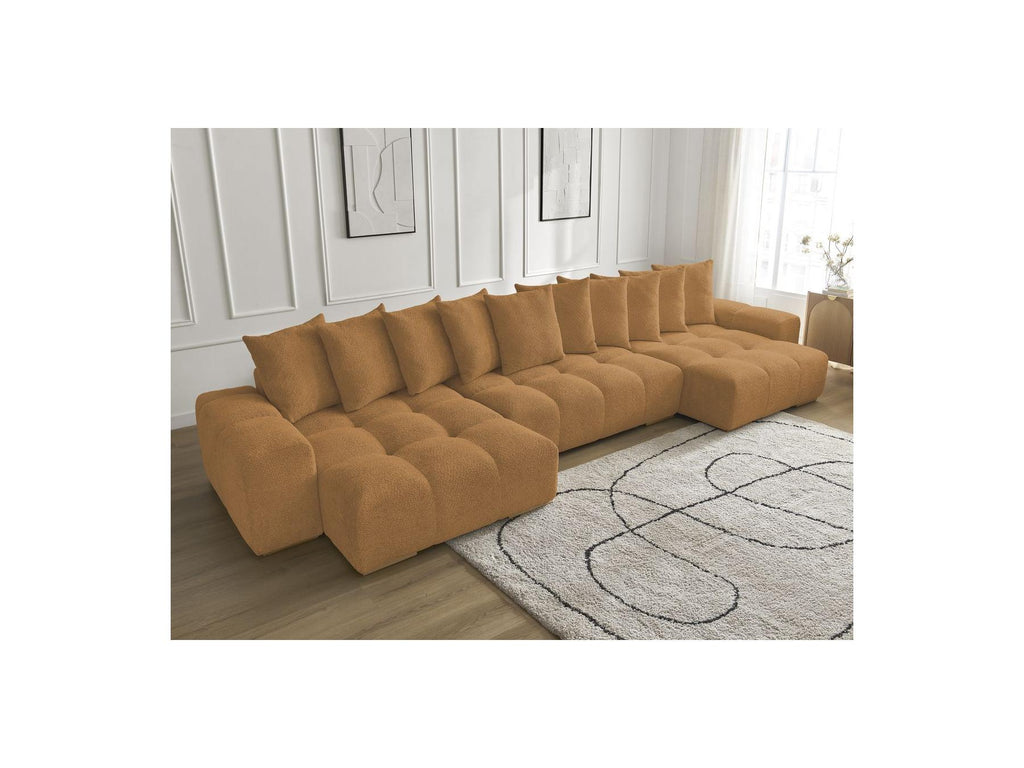 Anakin - Fixed Panoramic Sofa - Bouclé Fabric - 10 Cushions