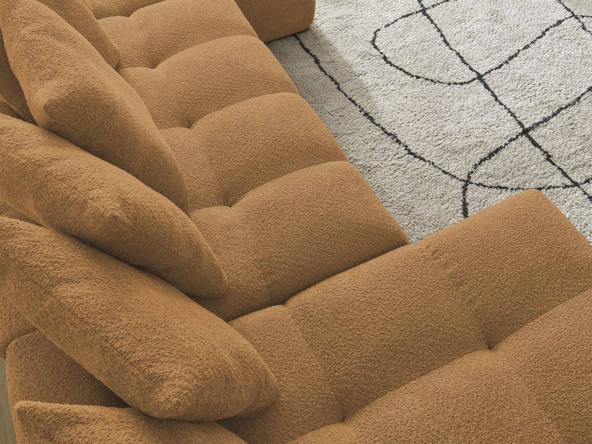 Anakin - Fixed Panoramic Sofa - Bouclé Fabric - 10 Cushions