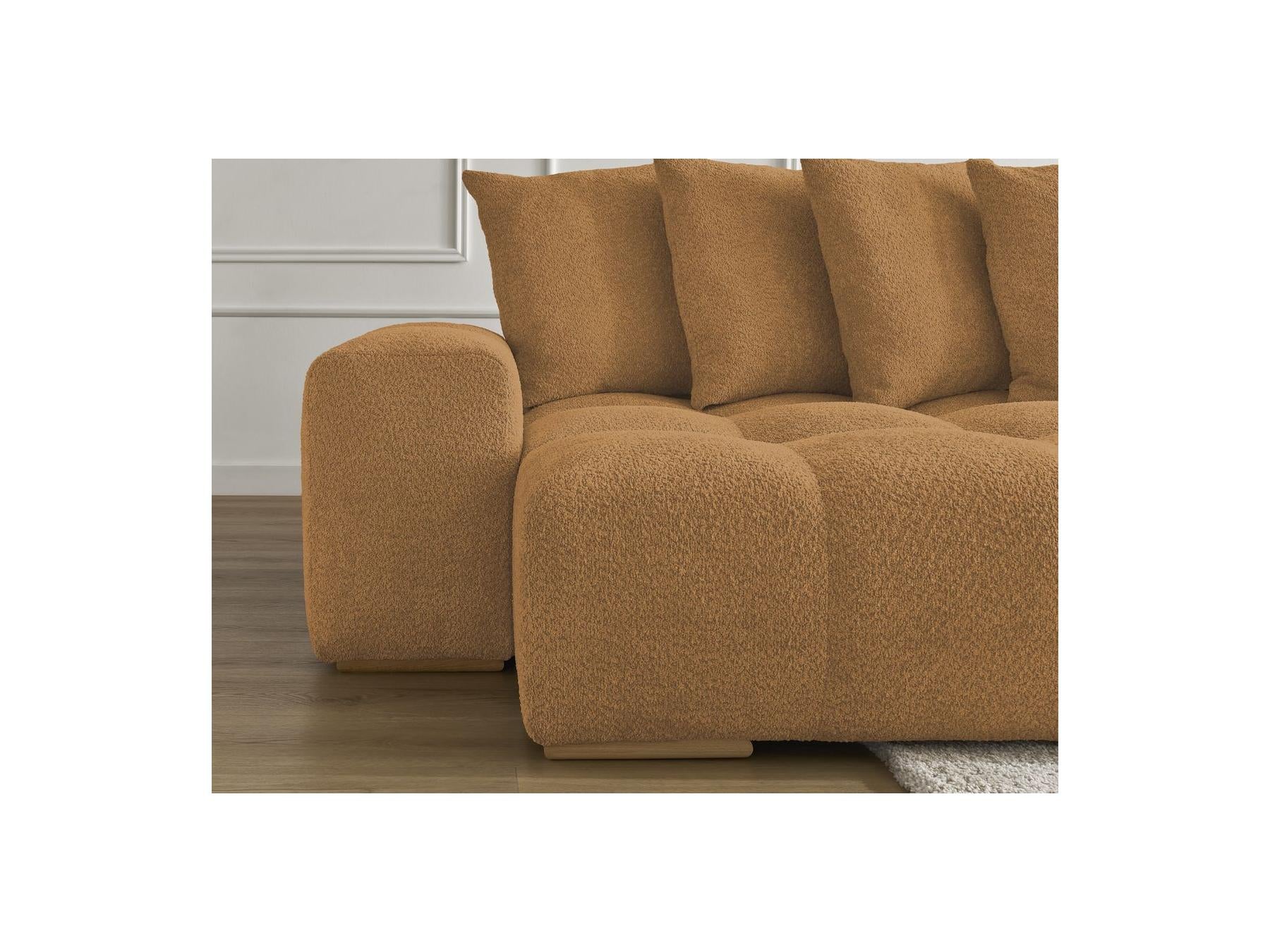 Anakin - Fixed Panoramic Sofa - Bouclé Fabric - 10 Cushions