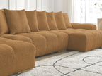 Anakin - Fixed Panoramic Sofa - Bouclé Fabric - 10 Cushions