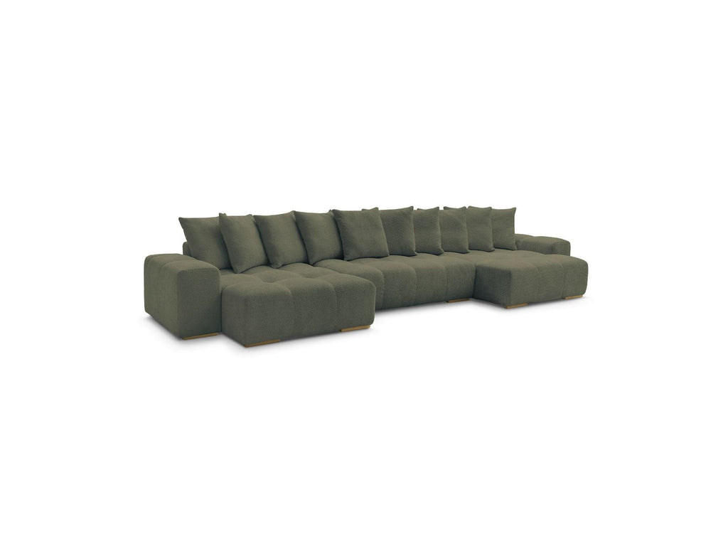 Anakin - Fixed Panoramic Sofa - Bouclé Fabric - 10 Cushions