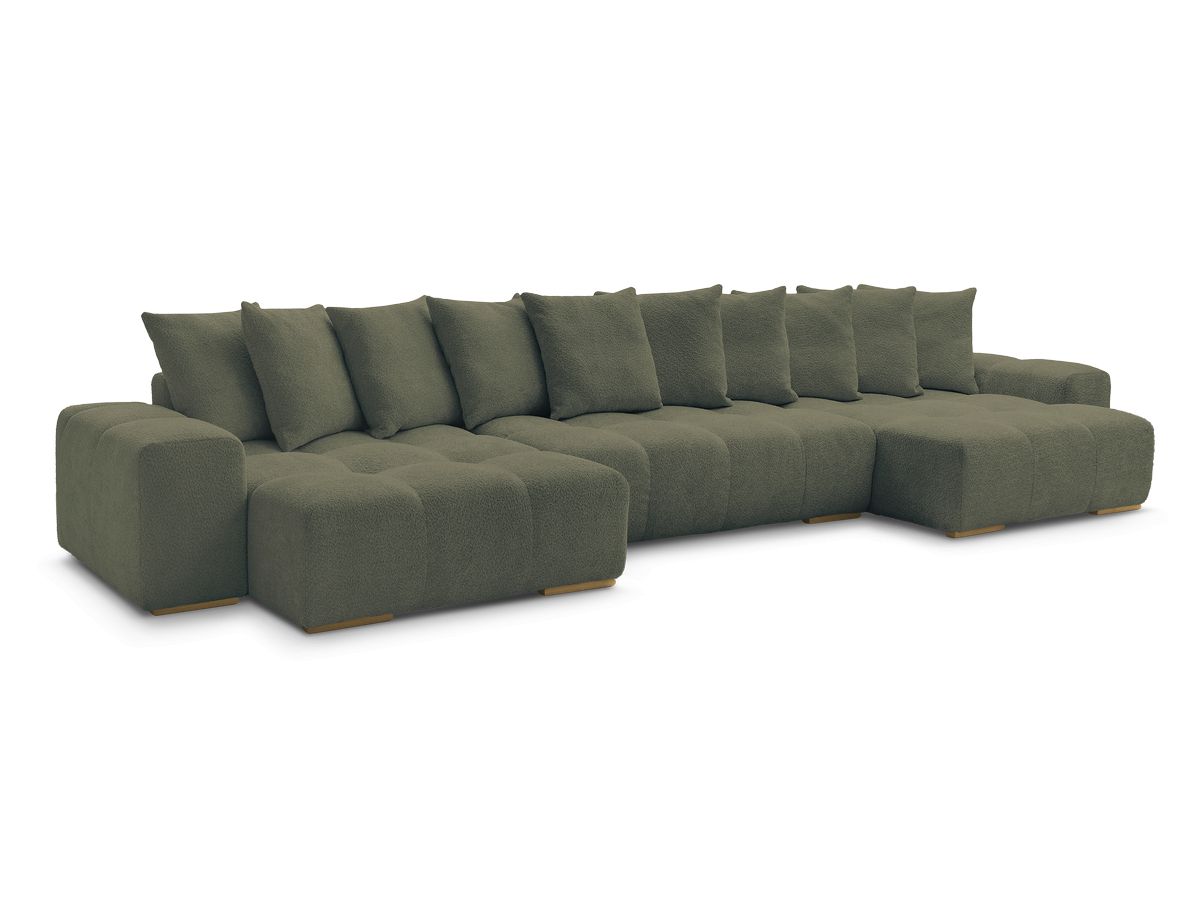 Anakin - Fixed Panoramic Sofa - Bouclé Fabric - 10 Cushions