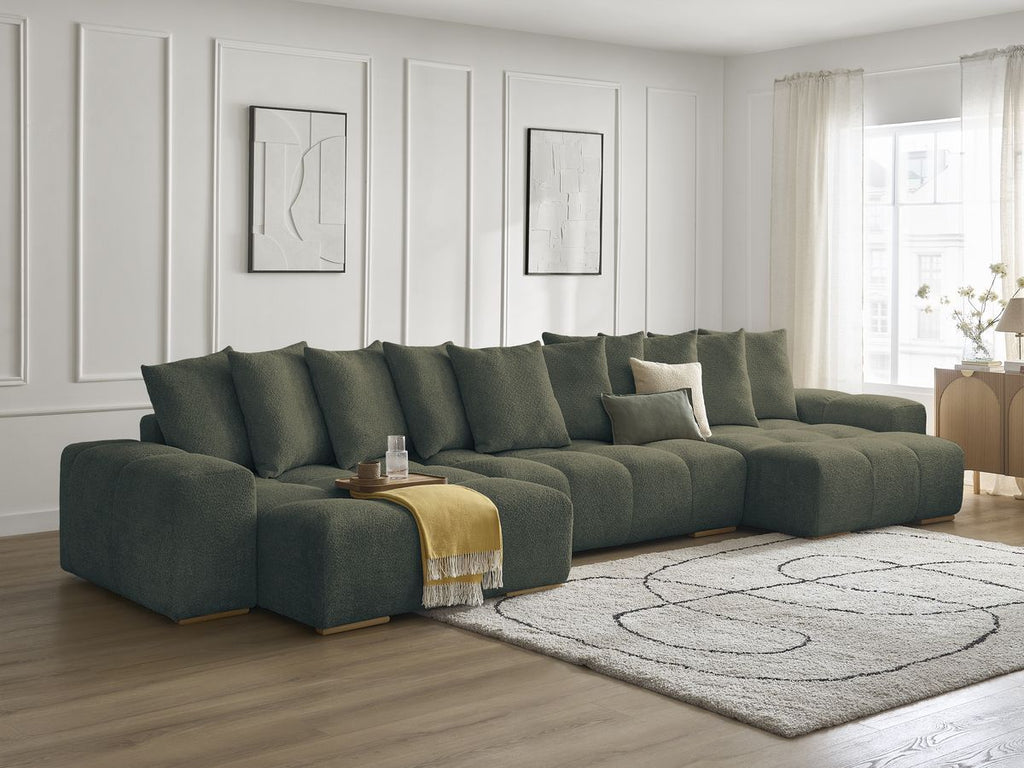 Anakin - Fixed Panoramic Sofa - Bouclé Fabric - 10 Cushions