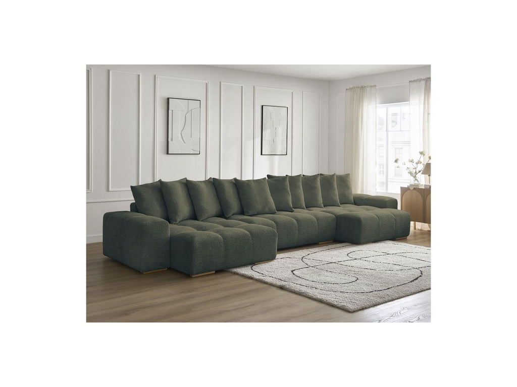 Anakin - Fixed Panoramic Sofa - Bouclé Fabric - 10 Cushions