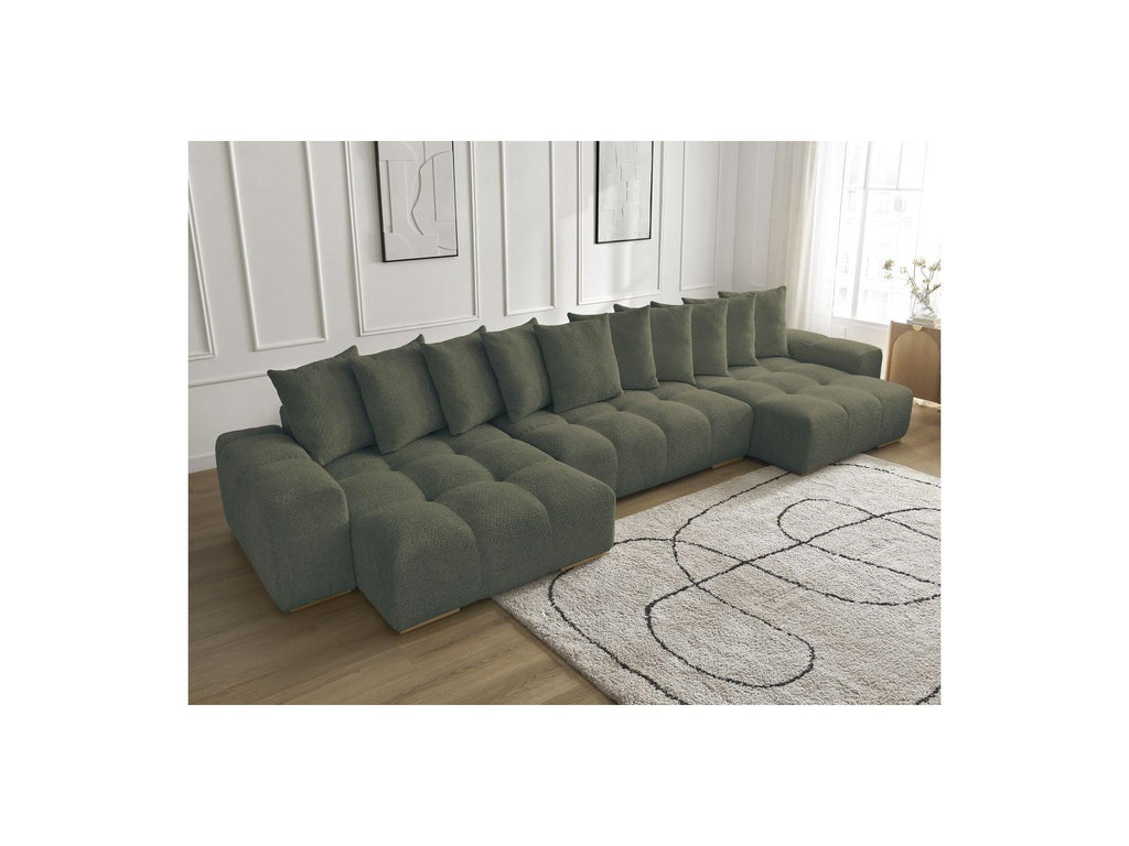 Anakin - Fixed Panoramic Sofa - Bouclé Fabric - 10 Cushions