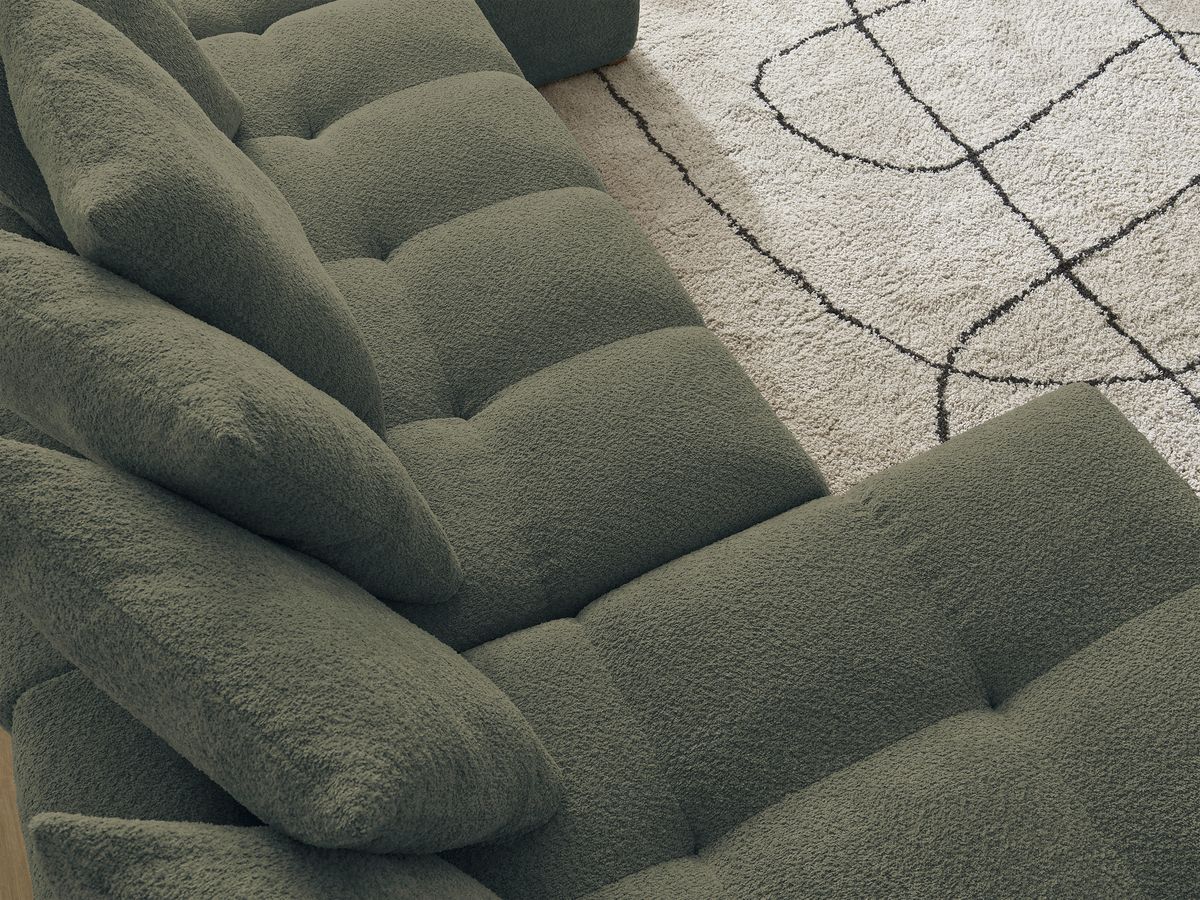 Anakin - Fixed Panoramic Sofa - Bouclé Fabric - 10 Cushions
