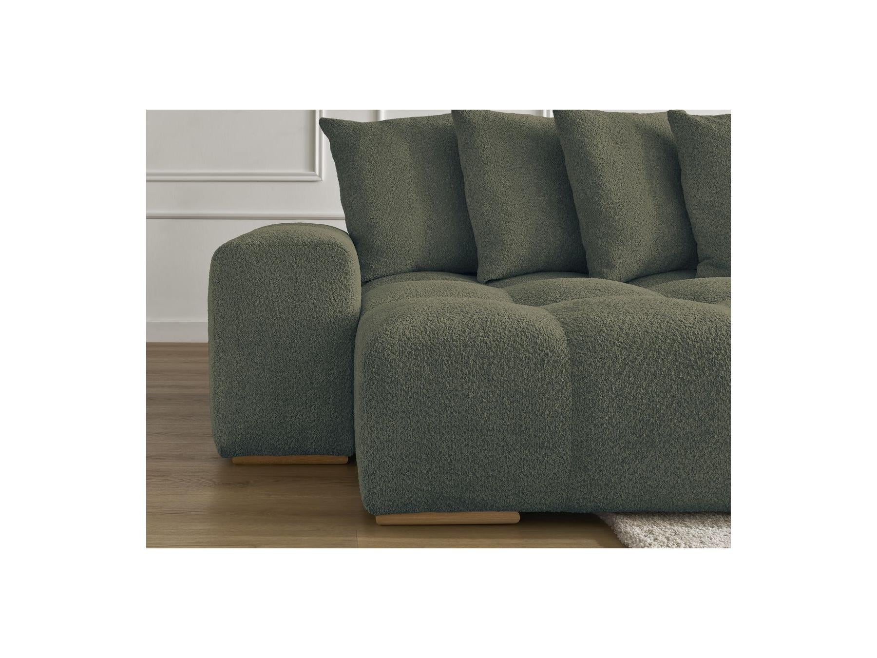 Anakin - Fixed Panoramic Sofa - Bouclé Fabric - 10 Cushions