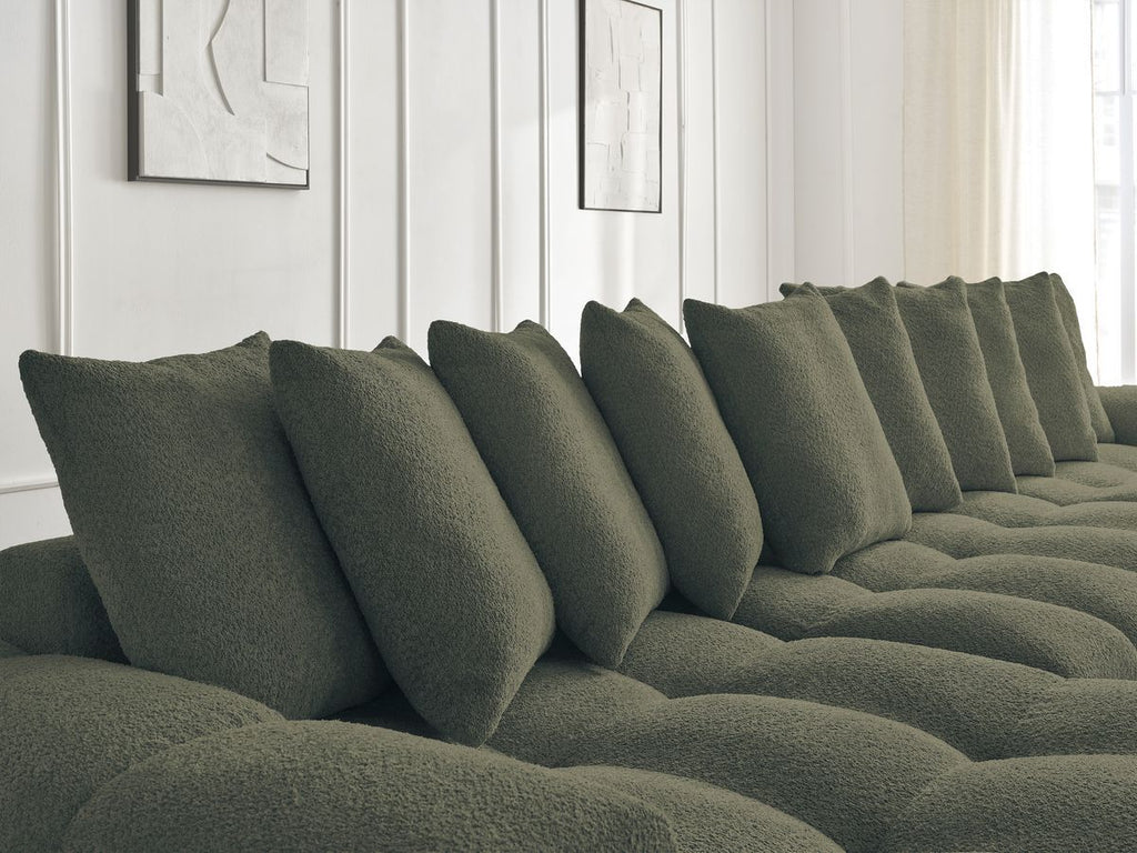 Anakin - Fixed Panoramic Sofa - Bouclé Fabric - 10 Cushions