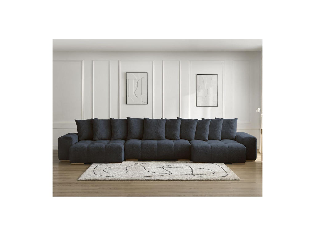 Anakin - Fixed Panoramic Sofa - Bouclé Fabric - 10 Cushions