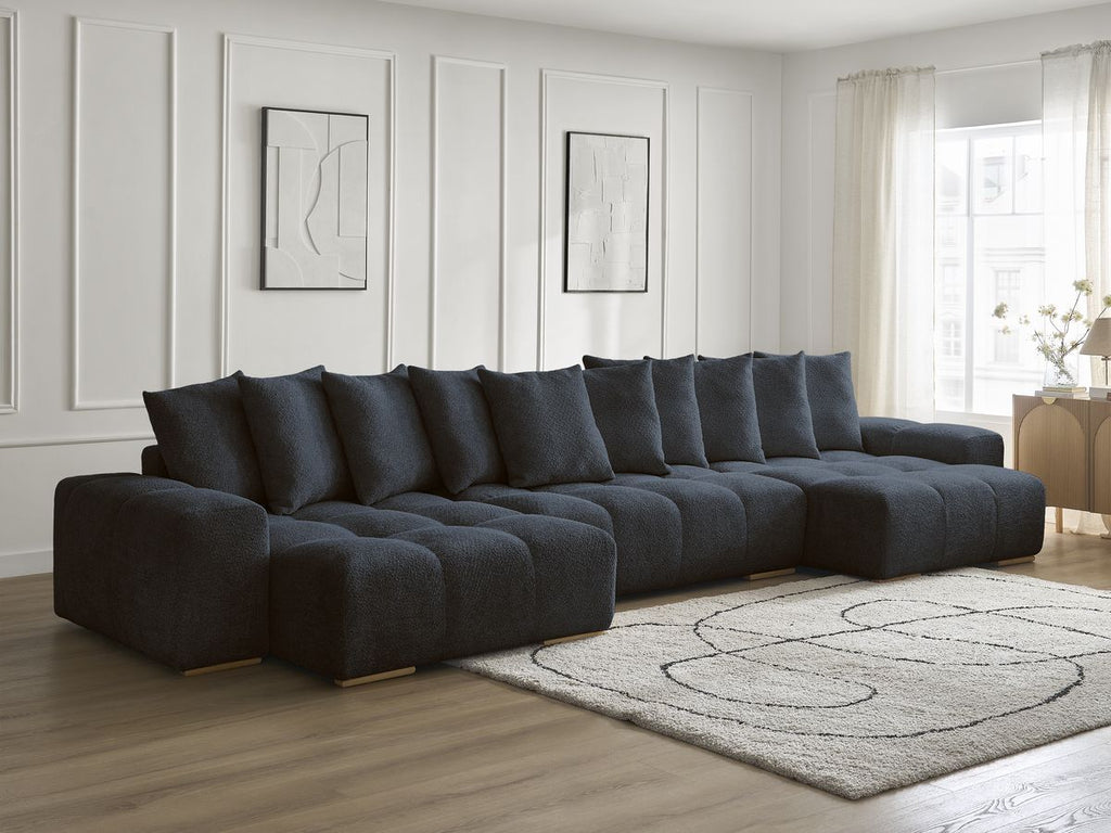 Anakin - Fixed Panoramic Sofa - Bouclé Fabric - 10 Cushions