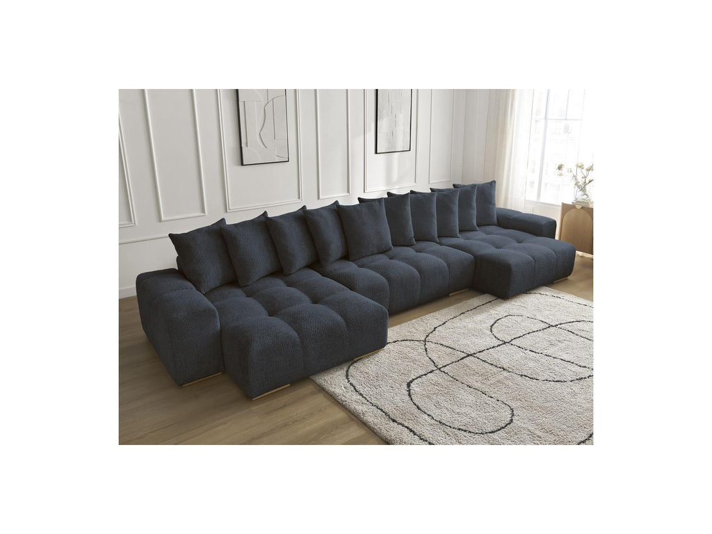 Anakin - Fixed Panoramic Sofa - Bouclé Fabric - 10 Cushions