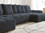 Anakin - Fixed Panoramic Sofa - Bouclé Fabric - 10 Cushions