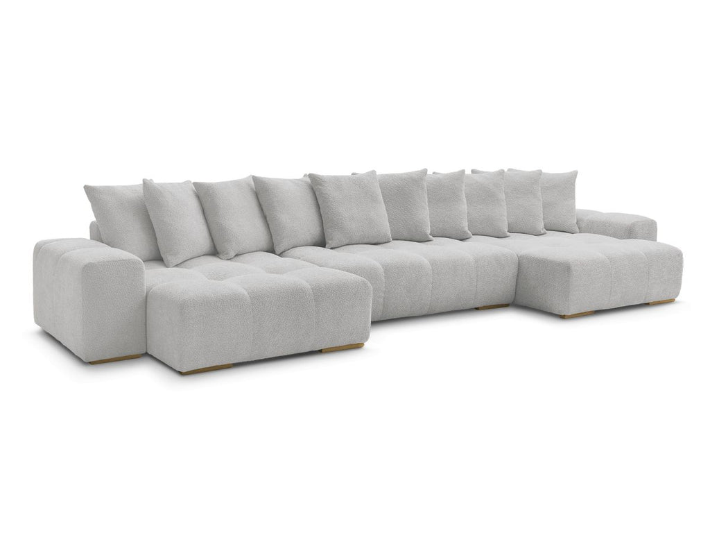Anakin - Fixed Panoramic Sofa - Bouclé Fabric - 10 Cushions