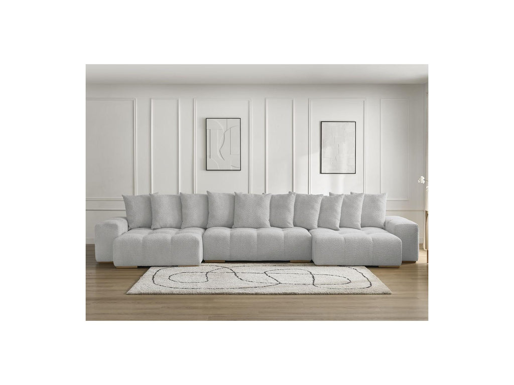 Anakin - Fixed Panoramic Sofa - Bouclé Fabric - 10 Cushions