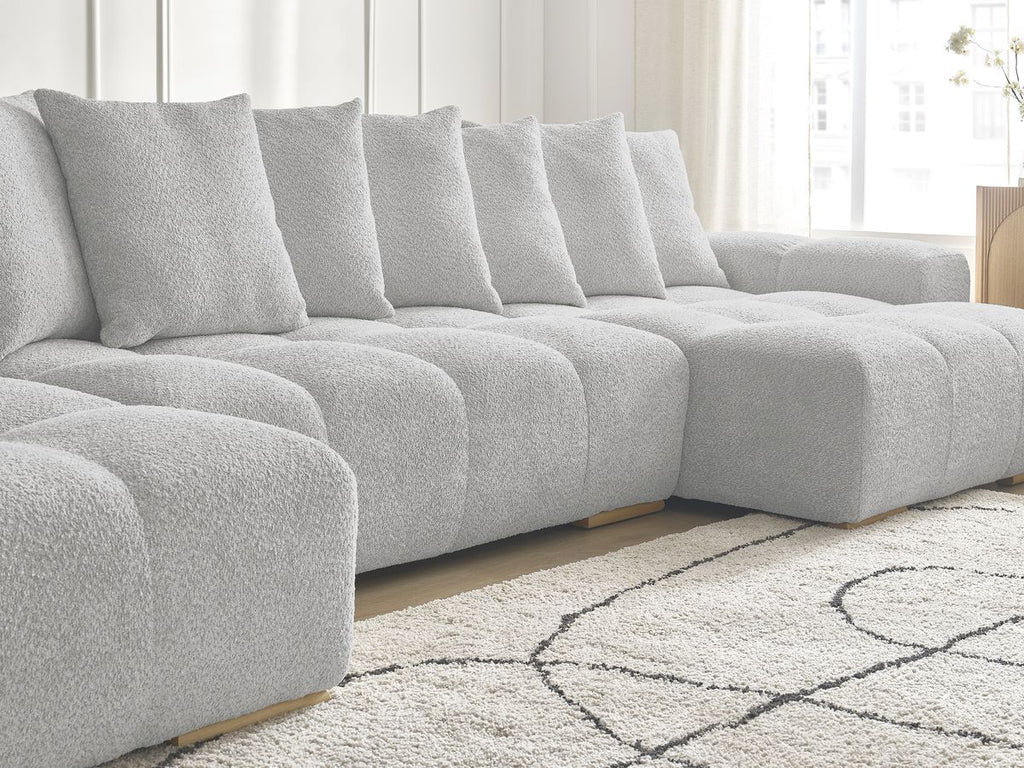 Anakin - Fixed Panoramic Sofa - Bouclé Fabric - 10 Cushions