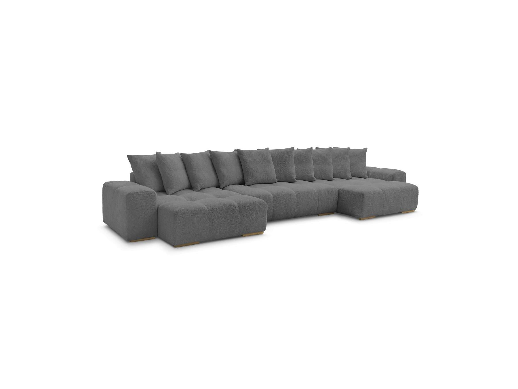 Anakin - Fixed Panoramic Sofa - Bouclé Fabric - 10 Cushions
