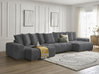 Anakin - Fixed Panoramic Sofa - Bouclé Fabric - 10 Cushions