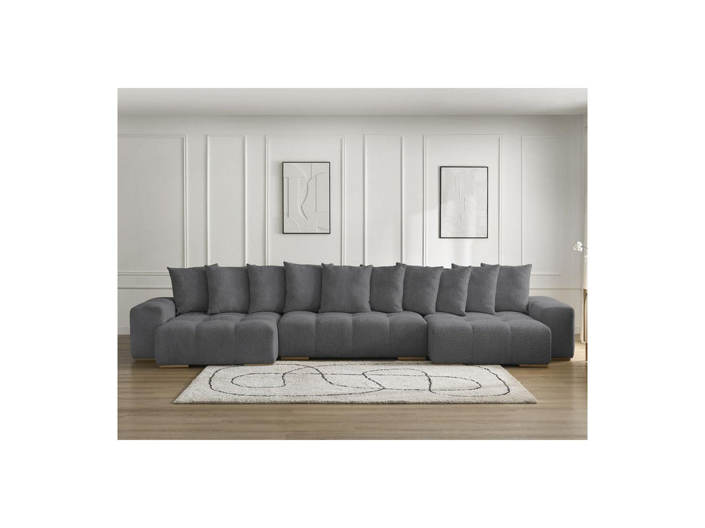 Anakin - Fixed Panoramic Sofa - Bouclé Fabric - 10 Cushions
