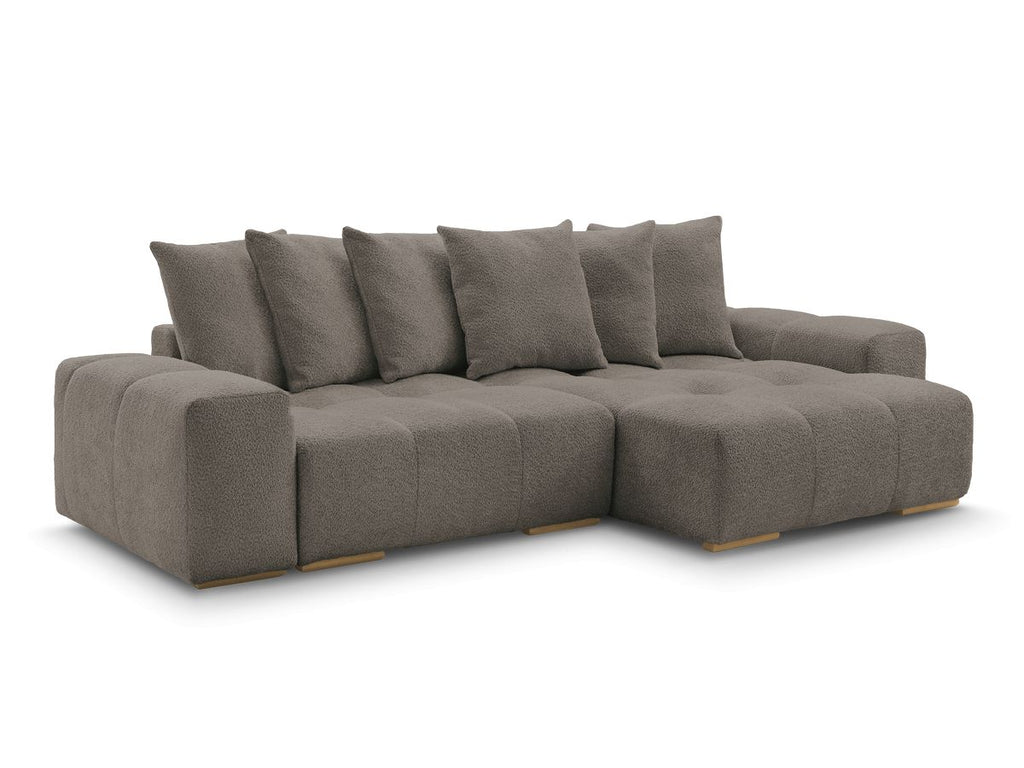 Anakin - Canapé D'Angle Réversible - Tissu Bouclette - 6 Coussins