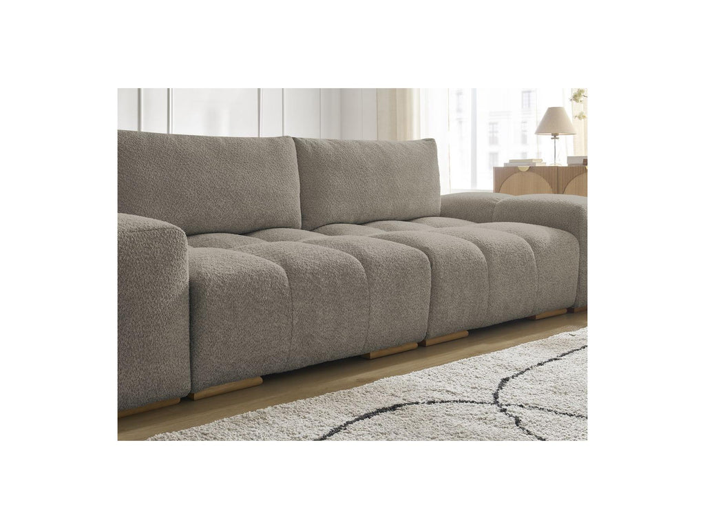 Anakin - Sofá recto convertible con arcón - Tejido bouclé - 2 cojines