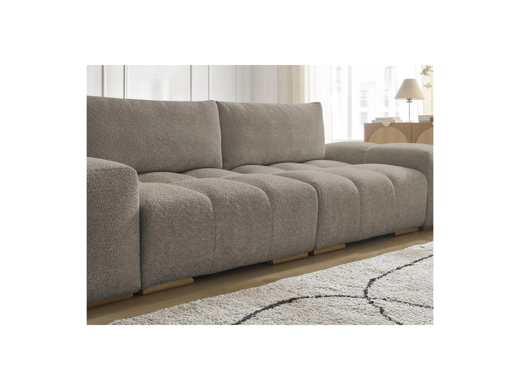 Anakin - Sofá recto convertible con arcón - Tejido bouclé - 2 cojines